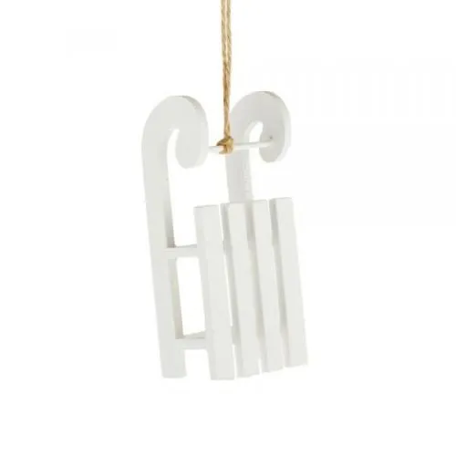 Елочное украшение "Сани", белый, 13см (дерево) фото в интернет-магазине Флоранж