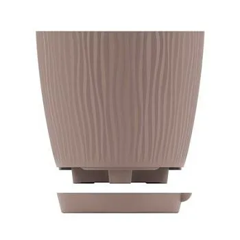 Горшок пластиковый Флис с прикорневым поливом, какао, 16х16х15см, 2л; Россия