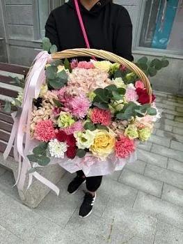 Цветы в корзине Милан , состав , цвет букета , подходит 