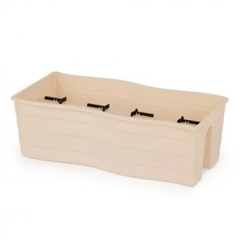 Кашпо пластиковое на перила большое, 58,5х28х20см, 20л, бежевое; Россия