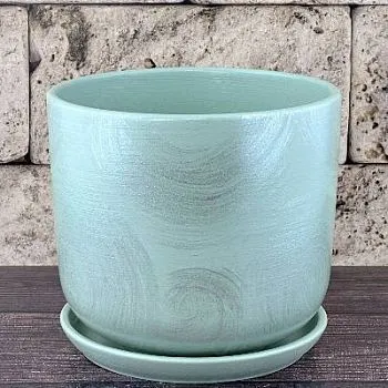 Горшок керамический цилиндр Орион зеленый 716180 (1-й из набора), 15х15,5см, 1,6л; Россия