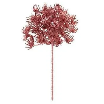 Ветка с глиттером на вставке, H23см, розовый