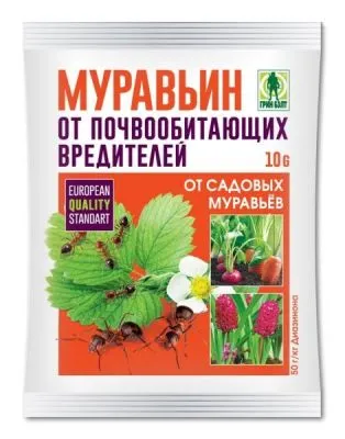 Инсектицид от муравьев Муравьин (пакет), 10г фото в интернет-магазине Флоранж