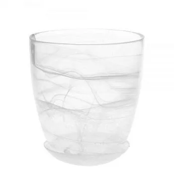 Горшок стеклянный, прозрачно-белый, 14,5х15см, 1л; Россия