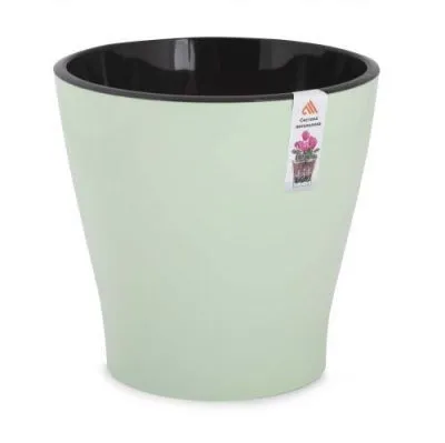 Горшок пластиковый Лея двойной с автополивом,,светло-зеленый 21,5х21,5см, 5л; Россия фото в интернет-магазине Флоранж