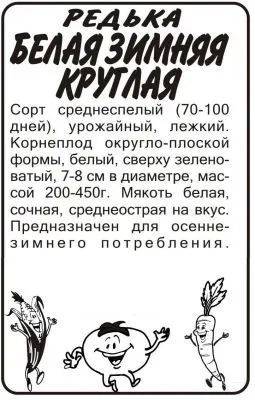 Редька белая Зимняя круглая (белый пакет) 1г; Семена Алтая фото в интернет-магазине Флоранж