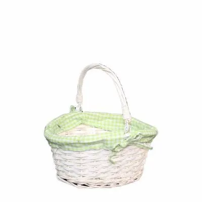 Корзина плетеная с декором (ива), белая, 22х21xH11/14см фото в интернет-магазине Флоранж