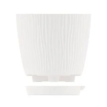 Горшок пластиковый Флис с прикорневым поливом, белый, 16х16х15см, 2л; Россия