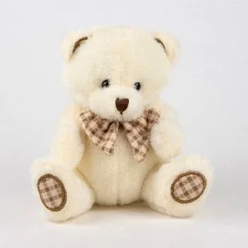 Игрушка м/н Медведь с бантом, 15см, кремовый