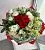 Калейдоскоп , состав Роза одноголовая Альстромерия Гипсафила Гвоздика, цвет букета Красный Зеленый, подходит 