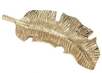 Блюдо декоративное "Лист" (металл), 20х9см, золото 