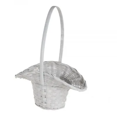 Корзина плетеная Шляпка (бамбук), белая, 21x13xH14/29см фото в интернет-магазине Флоранж