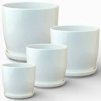 Горшок керамический Верона Глянец 000515 (2-й из набора), белый, 15х15см, 1,6л; Россия