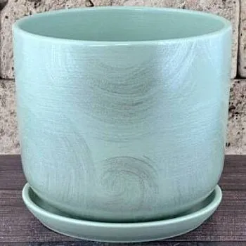 Горшок керамический цилиндр Орион зеленый 716180 (3-й из набора), 22х,19см, 5,4л; Россия