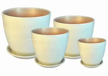 Горшок керамический Бутон глянец металл 419784 (1-й из набора), 12х12см, 1л; Россия