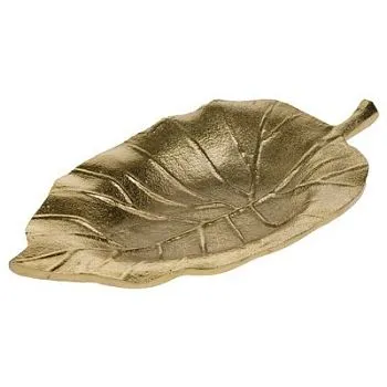 Блюдо декоративное Лист (металл), 21х12хH2,5 см, золото