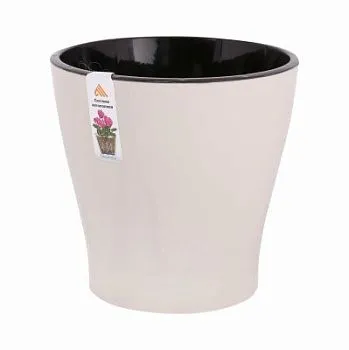 Горшок пластиковый Лея двойной с автополивом, бежевый, 16,2х16,2см, 2,2л; Россия