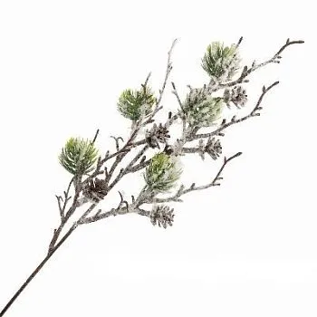 Ветка еловая заснеженная искусственная (пластик), 50 см белый