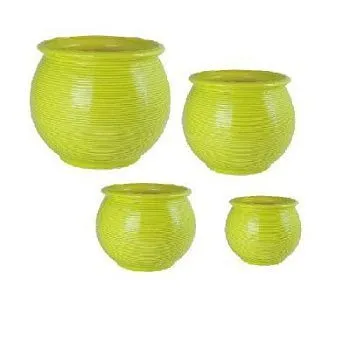 Горшок керамический Радуга (4-й из набора), зеленый,  11,7х9,3см, 0,6л; Россия