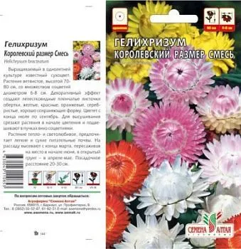 Гелихризум Королевский размер (цветной пакет) 0,1г; Семена Алтая