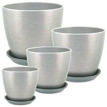 Горшок керамический Бутон Перламутр 675197 (1-й из набора), 12х12см, 1л, серый; Россия