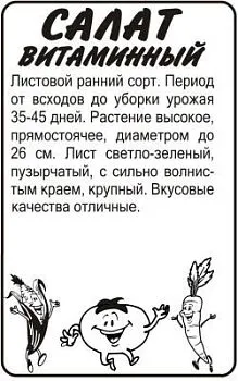 Салат листовой Витаминный (белый пакет) 0,5г; Семена Алтая