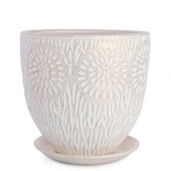 Горшок Астра бутон 2 24смх24см, 7,5л, бел/жемчуг/Сады Аурики
