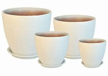 Горшок керамический Бутон винил 02 (4-й из набора), 21х21см, 5,4л, белый; Россия