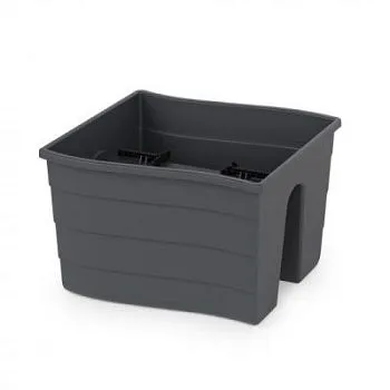 Кашпо пластиковое на перила малое, 29х29х20см, 10л, графитовое; Россия