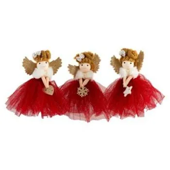 Украшение прдвесное Ангел, H11-17см, в асс., красный