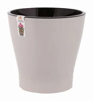 Горшок пластиковый Лея двойной с автополивом, бежевый, 21,5х21,5см, 5л; Россия
