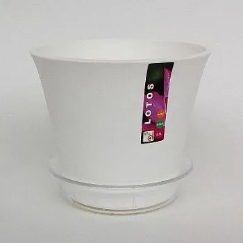 Горшок пластиковый Лотос, белый, 18,5х16см, 2,5л; Россия