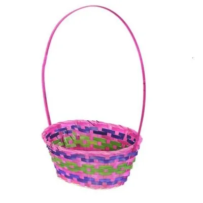 Корзина плетеная (бамбук), розовая, 30х22xH13/49см фото в интернет-магазине Флоранж