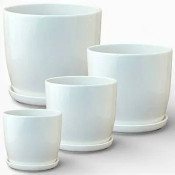 Горшок керамический Верона Глянец 000515 (1-й из набора), белый, 11х11см, 0,62л; Россия