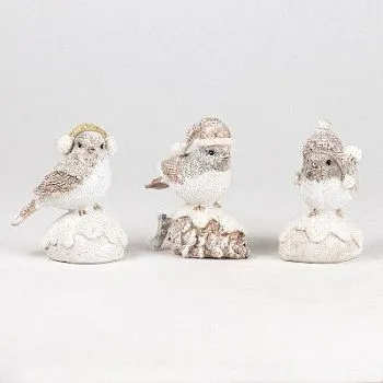 Сувенир Птичка с глиттером (полирезин), Н8х7,5х4,5см в ассортименте, серый