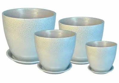 Горшок керамический Бутон глянец металл 419777 (2-й из набора), 15х15см, 2л; Россия фото в интернет-магазине Флоранж