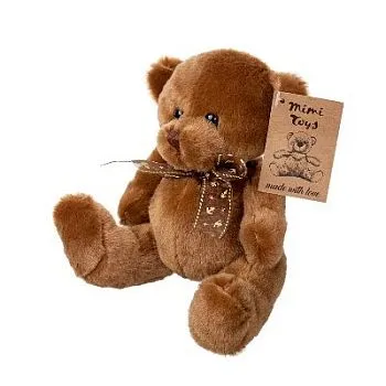 Игрушка м/н Медведь с бантом, 15см, коричневый