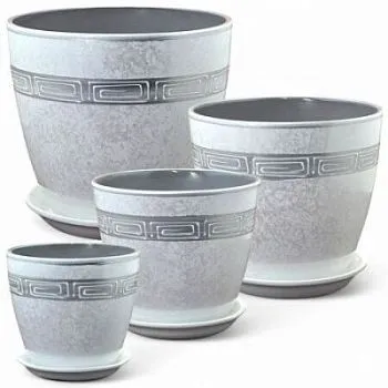 Горшок керамический Бутон Роспись меандр 736997 (3-й из набора), 18х18см, 3,8л; Россия