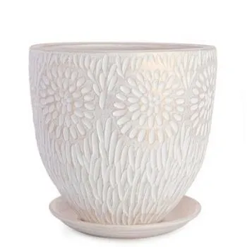 Горшок Астра бутон 2 24смх24см, 7,5л, бел/жемчуг/Сады Аурики