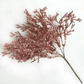 Ветка Туи с глиттером на вставке, H20см, розовый