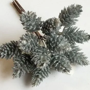 набор шишек с глиттером на вставках 12шт., D2x2xL12см, серый