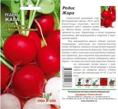 Редис Жара (цветной пакет) 2г; Семена Алтая фото в интернет-магазине Флоранж