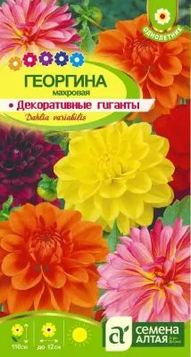 Георгина Декоративные гиганты (цветной пакет) 0,2г; Семена Алтая фото в интернет-магазине Флоранж
