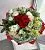 Калейдоскоп , состав Роза одноголовая Альстромерия Гипсафила Гвоздика, цвет букета Красный Зеленый, подходит 