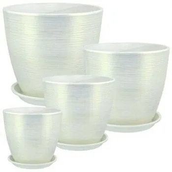 Горшок керамический Бутон Перламутр 675128 (2-й из набора), 15х15см, 2л, белый; Россия