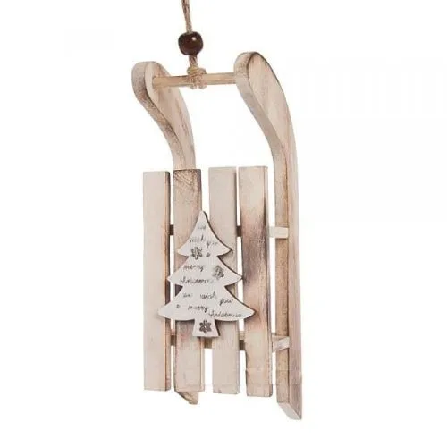 Елочное украшение "Сани" (дерево), 28х6х5см, натуральный фото в интернет-магазине Флоранж