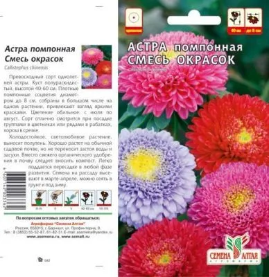 Астра Помпонная Смесь Окрасок (цветной пакет) 0,2г; Семена Алтая фото в интернет-магазине Флоранж