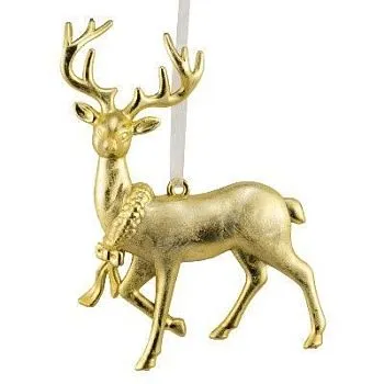 Украшение подвесное Олень (пластик), 12х9см, золотой