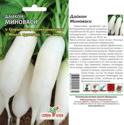Дайкон Миноваси (цветной пакет) 1г; Семена Алтая фото в интернет-магазине Флоранж
