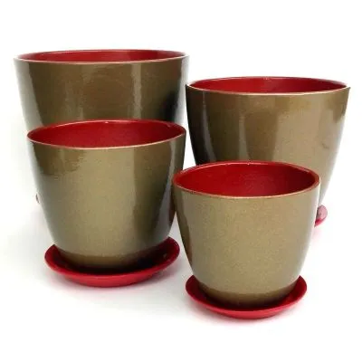 Горшок керамический Бутон глянец металл 491018 (2-й из набора), 15х15см, 2л; Россия фото в интернет-магазине Флоранж